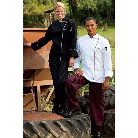 Nathan Caleb Murano Chef Coat in Black with White Piping - 4XLarge NA2505303
